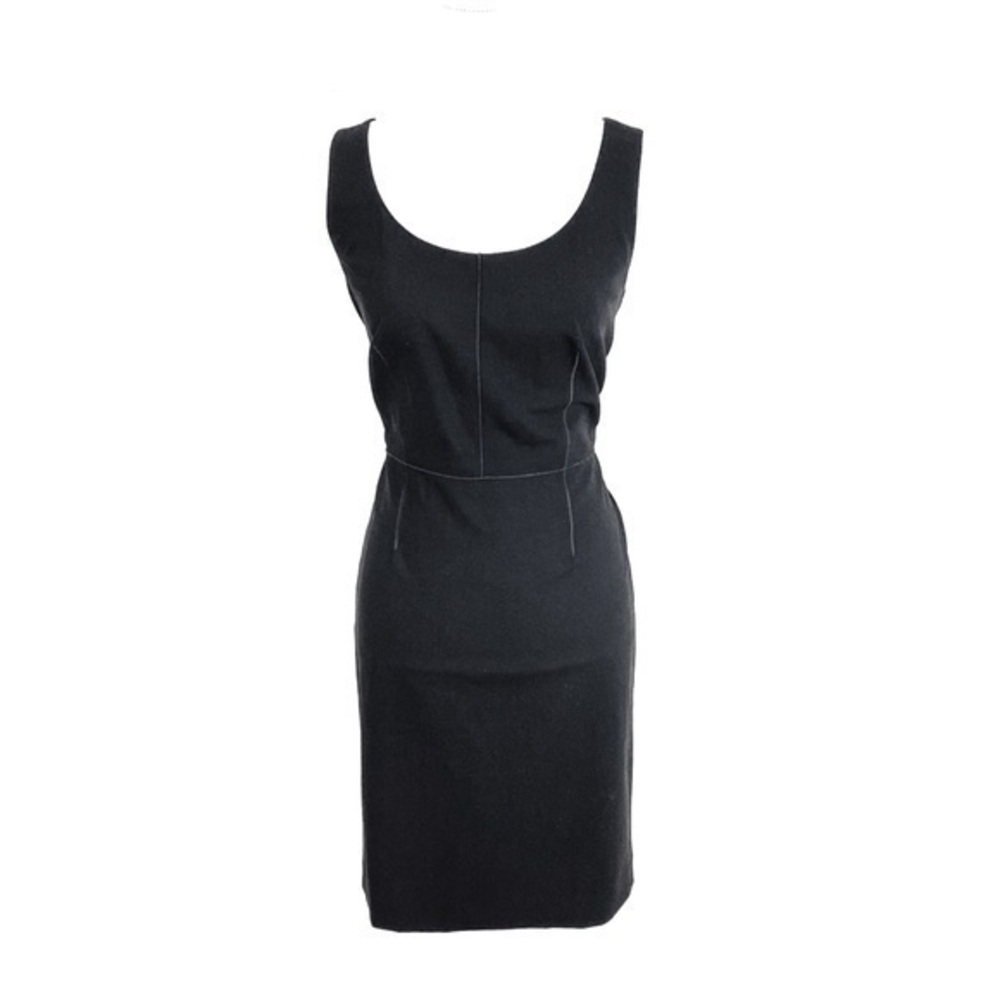 Ann Taylor black stitch detail sheath wool dress I25